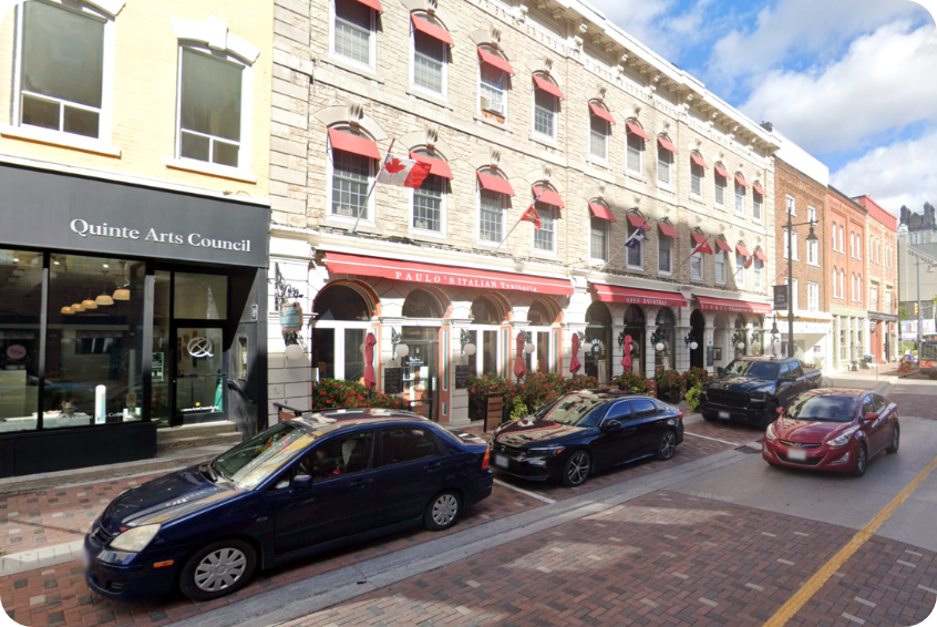 Main street in a historic small town.